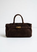 Roma Satchel- Italian Leather Suede Satchel with Belt Detail