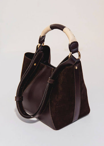 Bella Donna Italian Suede and Leather Trapeze Bag