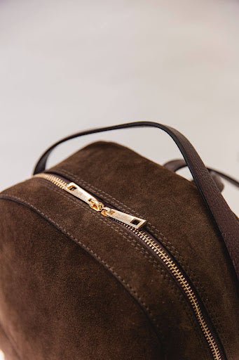Vita Mia Italian Leather Suede Backpack With Front Zip