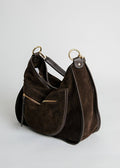 Venezia Hobo- Italian Leather Slouchy Suede Hobo With Front Zip Pockets