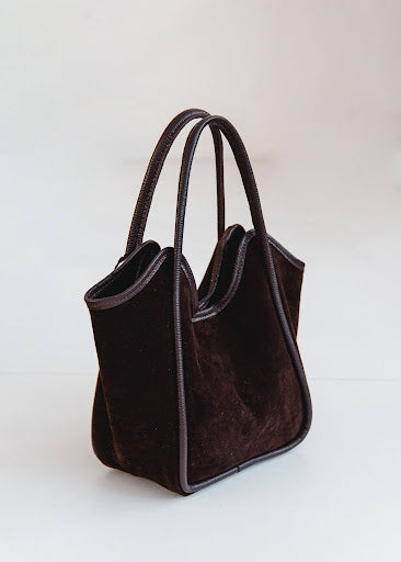 ViaCondotti Italian Leather Suede Structured Velvet Suede Tote