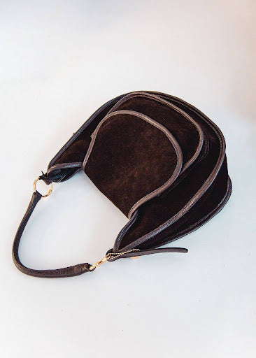 Sanzio Saddle - Italian Leather Slouchy Suede Saddle Bag with Flap