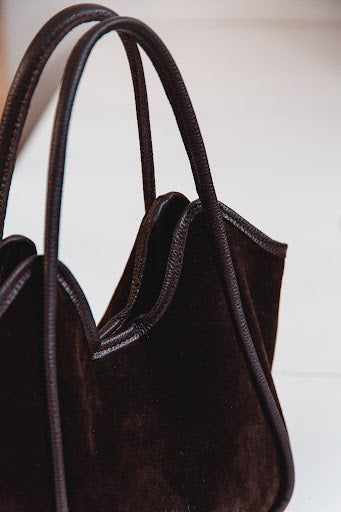 ViaCondotti Italian Leather Suede Structured Velvet Suede Tote