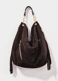 Milano Fringed Italian Leather Suede Hobo Bag