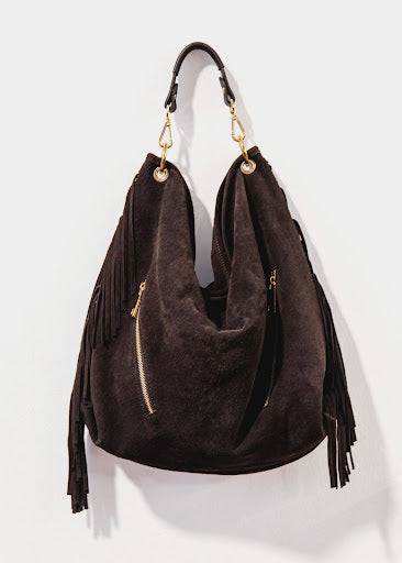 Milano Fringed Italian Leather Suede Hobo Bag