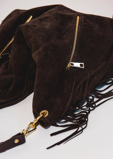 Milano Fringed Italian Leather Suede Hobo Bag