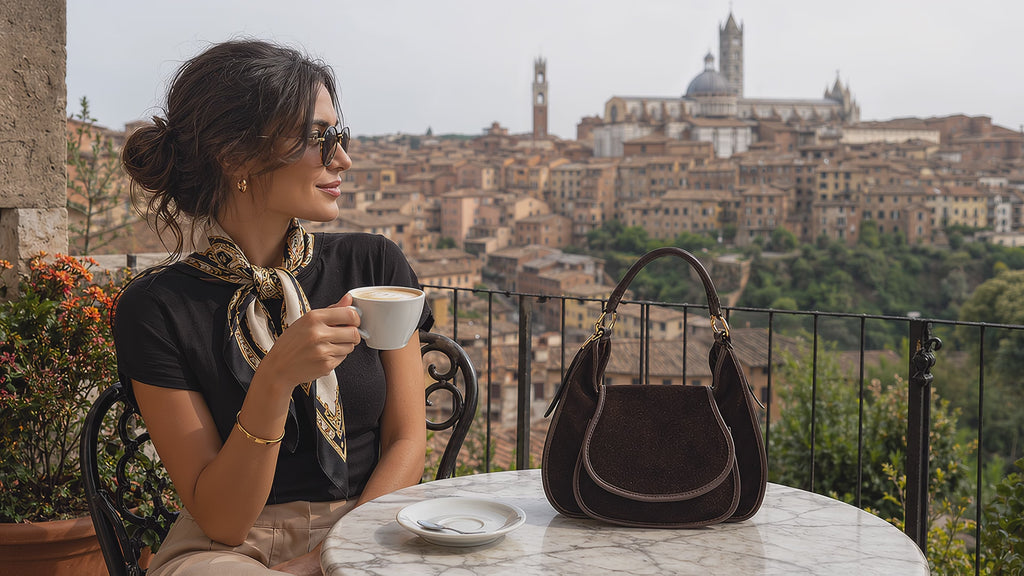 Sanzio Saddle - Italian Leather Slouchy Suede Saddle Bag with Flap